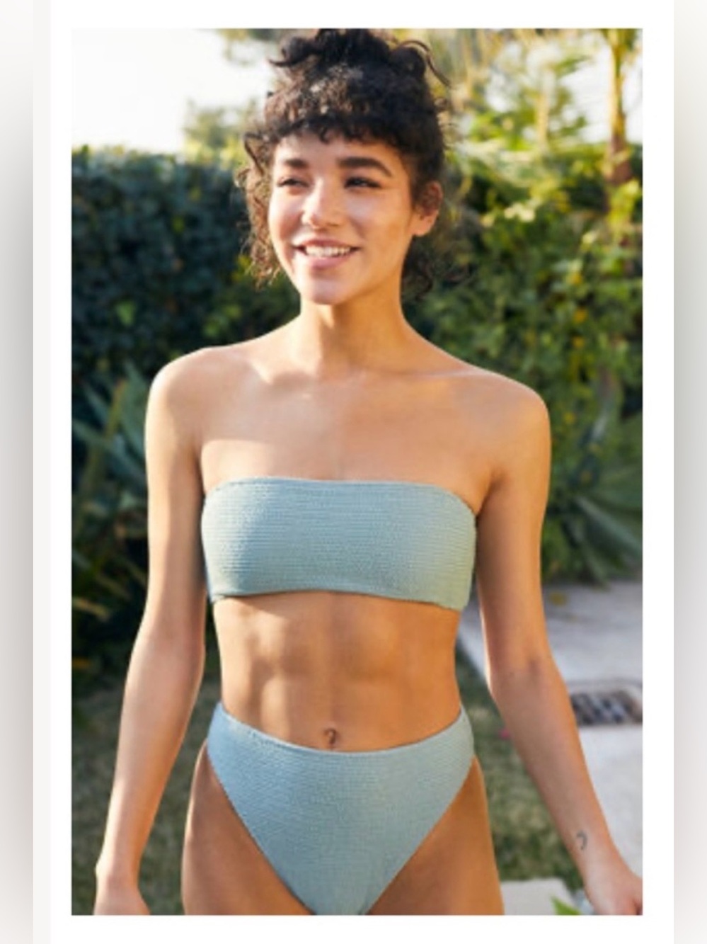 La Hearts Sage Green Textured Bandeau Bikini Set